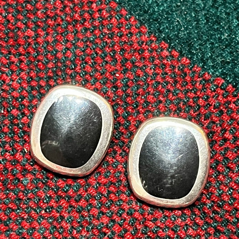 Elegant Ati México 925  Black Onyx Silver Clip On Earrings